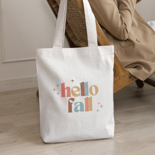 Hello Fall Retro Typography Tote Bag