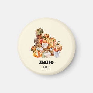 Hello Fall Rustic Pumpkins and Country Autumn Magnet