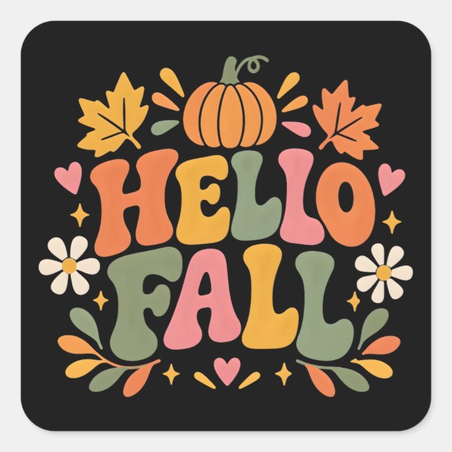 Hello Fall Square Sticker (Front)