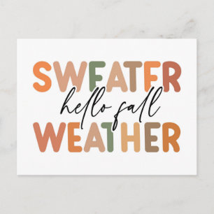 Hello Fall   Sweater Weather Postcard