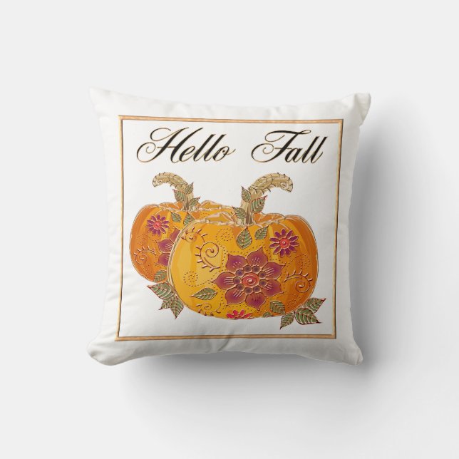 Hello Fall Throw Pillow (Front)