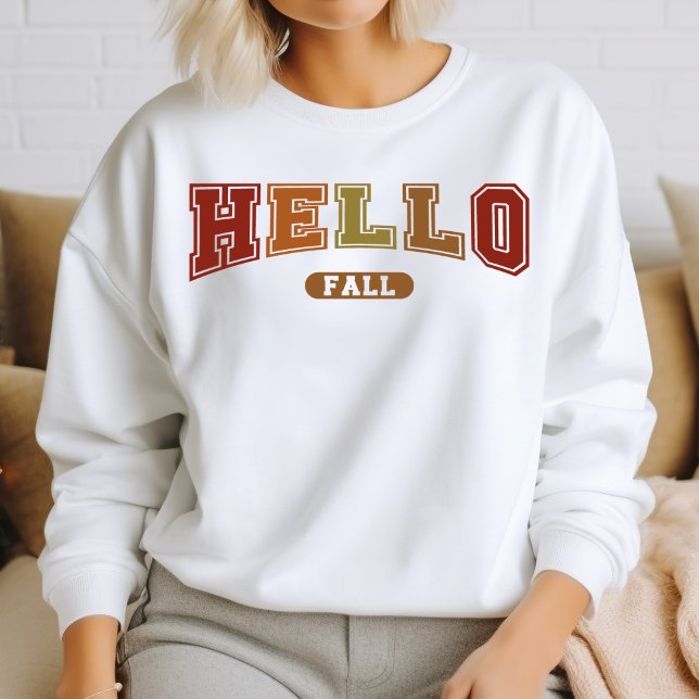 Hello Fall Trendy Autumn Varsity Sweatshirt (Creator Uploaded)