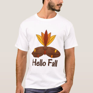Hello Fall Turkey Feathers Thanksgiving T-Shirt