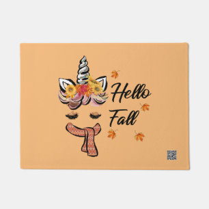 Hello Fall Unicorn Doormat