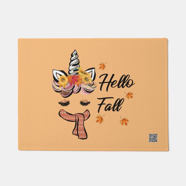 Hello Fall Unicorn Doormat (Front)