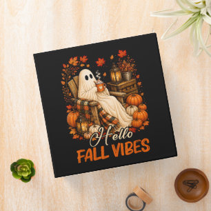 Hello Fall Vibes Ghost Cute Autumn Pumpkin Binder
