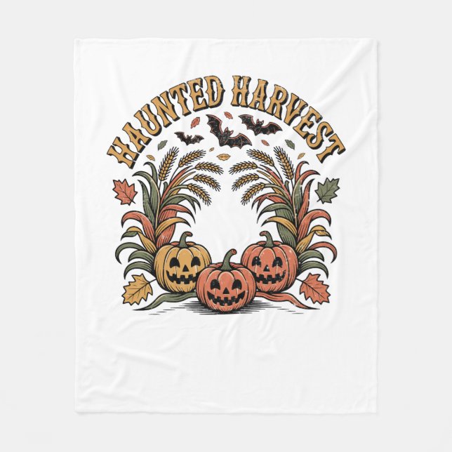 Hello Fall Vibes  Pumpkin Fleece Blanket (Front)
