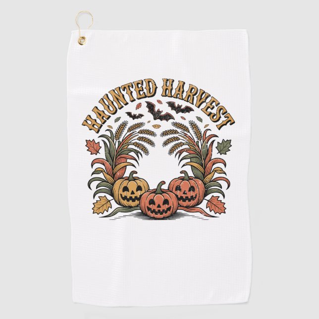 Hello Fall Vibes  Pumpkin Golf Towel (Front)