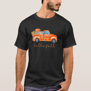 Hello Fall Vintage Pickup Pumpkin Patch Leaves T-Shirt