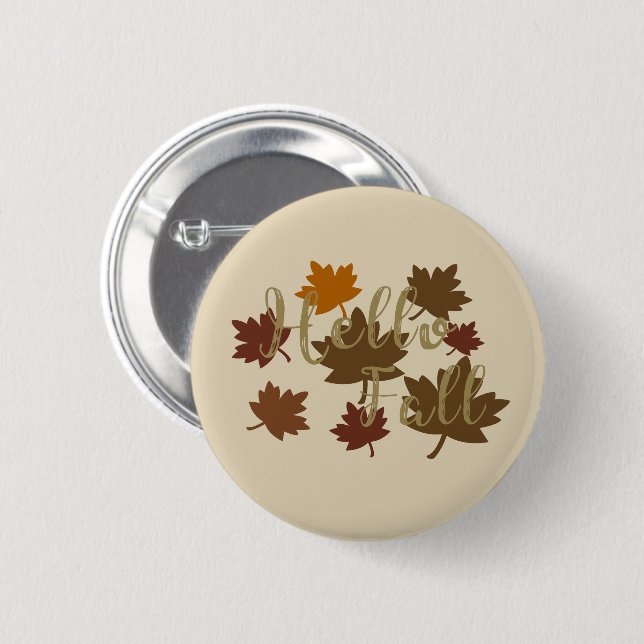 Hello Fall watercolor Autumn leaves 2 Inch Round Button (Front & Back)