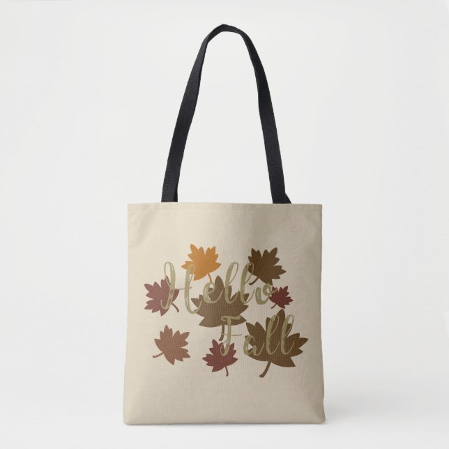 Hello Fall watercolor Autumn leaves october Tote Bag (Front)