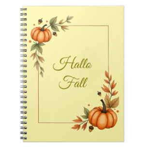 Hello Fall Watercolor Cozy Notebook