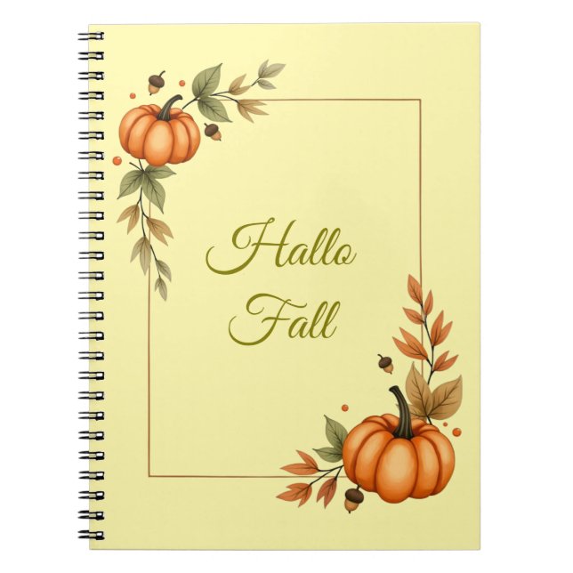Hello Fall Watercolor Cozy Notebook (Front)