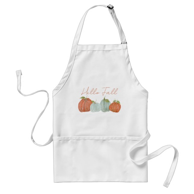 Hello Fall Watercolor Pumpkin Standard Apron (Front)