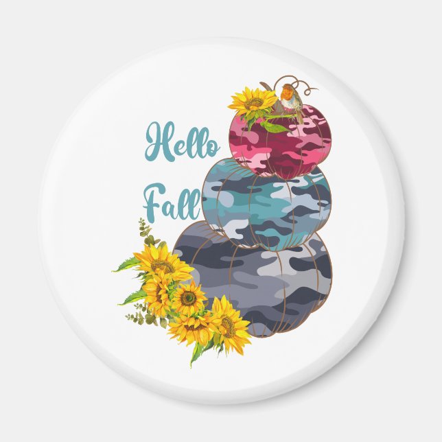 Hello Fall with Pumpkins Magnet (Front)
