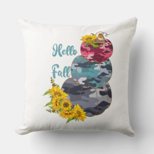 Hello Fall with Pumpkins Throw Pillow