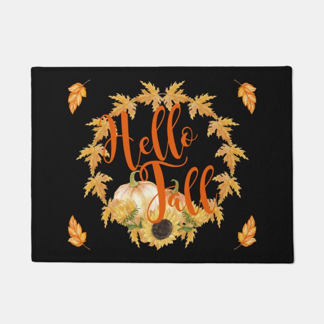 Hello Fall Wreath Graphic Doormat (Front)