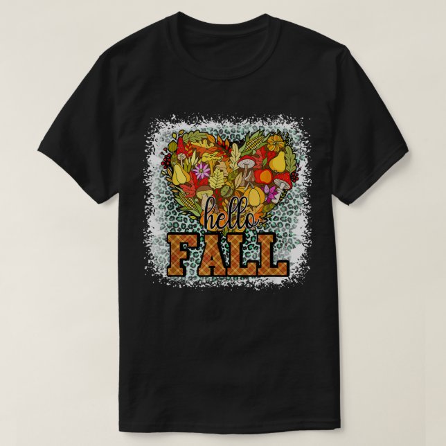 Hello Fall Y'all Pumpkin Heart Autumn Thanksgiving T-Shirt (Design Front)