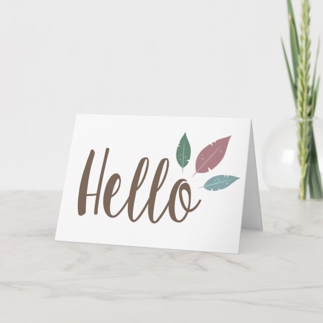 Hello feather sweet boho card (Front)
