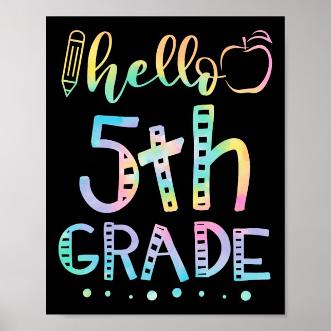 Hello Fifth Grade 5th Grade Back to School Teacher Poster (Front)