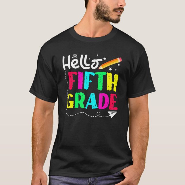 Hello Fifth Grade Back To School Design T-Shirt (Front)