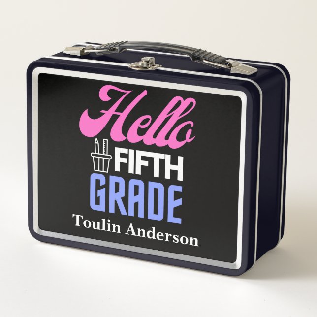 Hello Fifth Grade, Back To School Metal Lunch Box (Front)