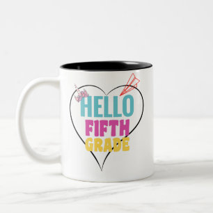 Hello Fifth Grade   Cool design for 5th-grade Two-Tone Coffee Mug