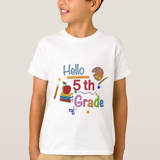 Hello Fifth Grade - Cute Back to School Design for T-Shirt (Front)