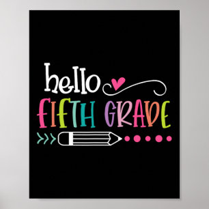 Hello Fifth GRADE  Fun 5th GRADE Back To School  Poster