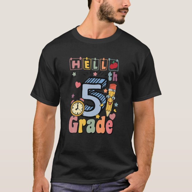 Hello Fifth Grade Rainbow 5Th Grade Teacher Back T T-Shirt (Front)
