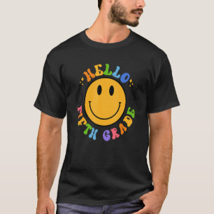 Hello Fifth Grade Retro Smily Face 5th Grade Back  T-Shirt