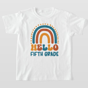 Hello Fifth Grade Retro style boho rainbow T-Shirt