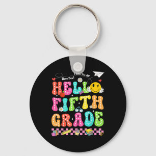 Hello Fifth Grade Smile Face Back To School Teache Keychain