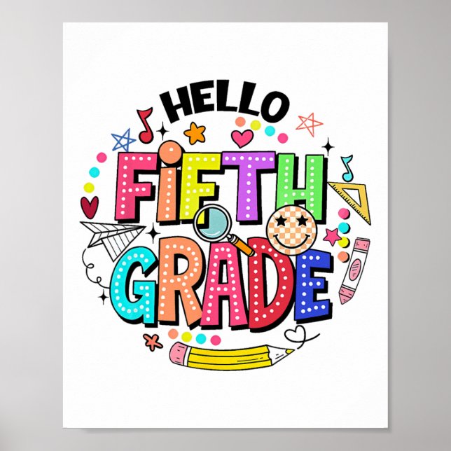 Hello Fifth Grade Team 5th Grade Back To School Te Poster (Front)