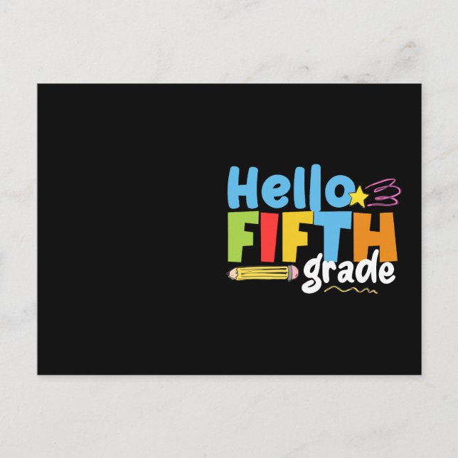 Hello Fifth Grade Team 5th Grade Vibes First Day Postcard (Front)