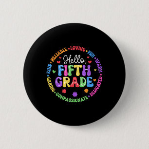 Hello Fifth Grade Team Groovy 5th Grade First Day 2 Inch Round Button
