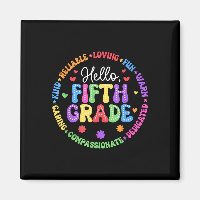 Hello Fifth Grade Team Groovy 5th Grade First Day  Magnet (Front)