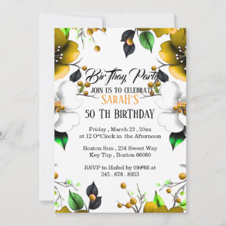 Hello Fifty 50th Birthday Invitation Template,  Wi