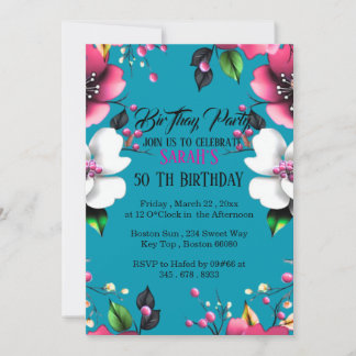 Hello Fifty 50th Birthday Invitation Template,  Wi
