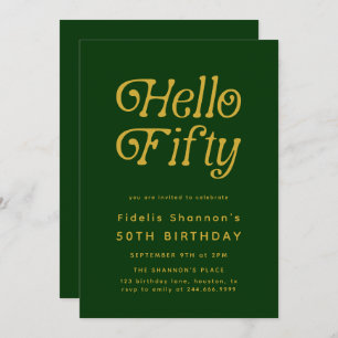 Hello Fifty Modern Retro 50th Birthday  Invitation