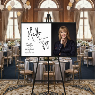 Hello Fifty Photo 50th Birthday Party Poster