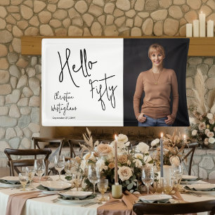 Hello Fifty Photo Script 50th Birthday Party Banner