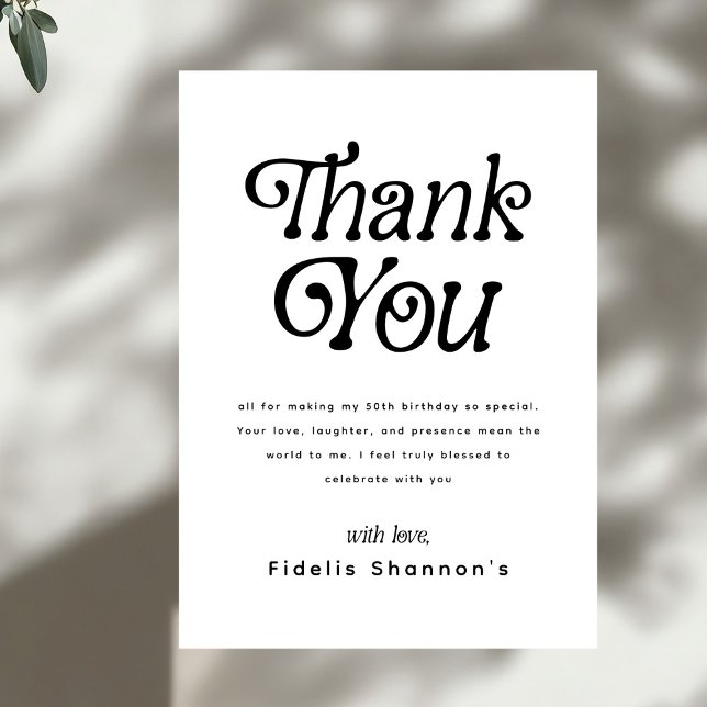 Hello Fifty Retro 50th Birthday Party Thank You Card (Creator Uploaded)