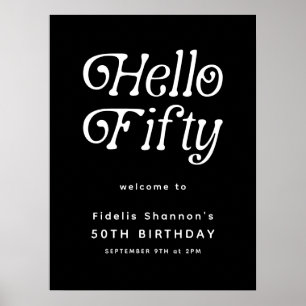 Hello Fifty Retro Affiche de bienvenue du 50e an