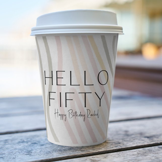 Hello Fifty Simple 50th Birthday Paper Cup (Creator Uploaded)