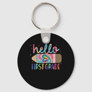 Hello First 1st Grade Back To School Teachers Kids Keychain