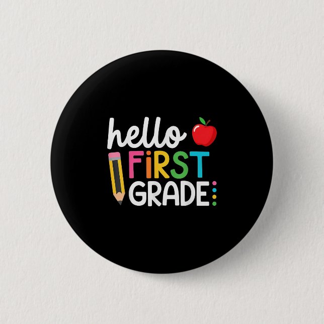 Hello First Day Of 5th Grade Student Back To Schoo 2 Inch Round Button (Front)