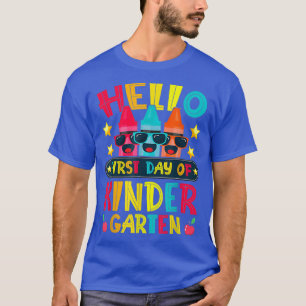 Hello First Day Of Kindergarten Crayon Back To Sch T-Shirt