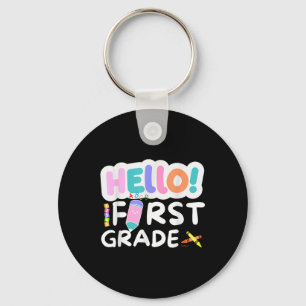 Hello First Grade 1st Grade Back To School Teacher Keychain