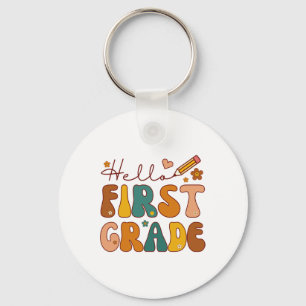 Hello First Grade 1st Grade Back To School Teacher Keychain